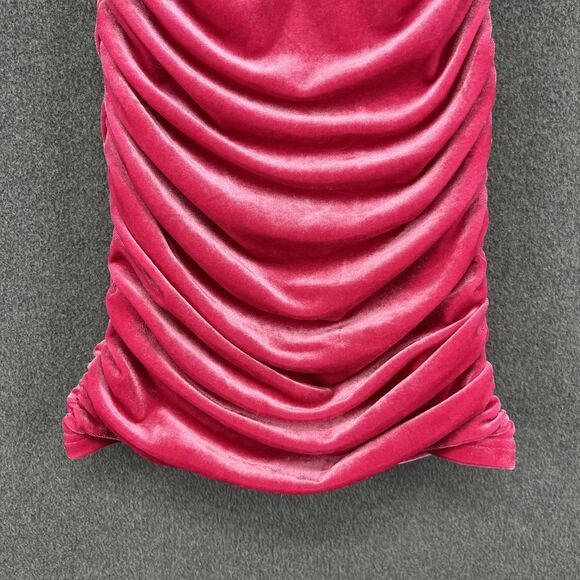 KatieJ NYC Dress Girls Large Pink Velvet Ruched Bodycon Mini Knot Front Cutout - Picture 7 of 16